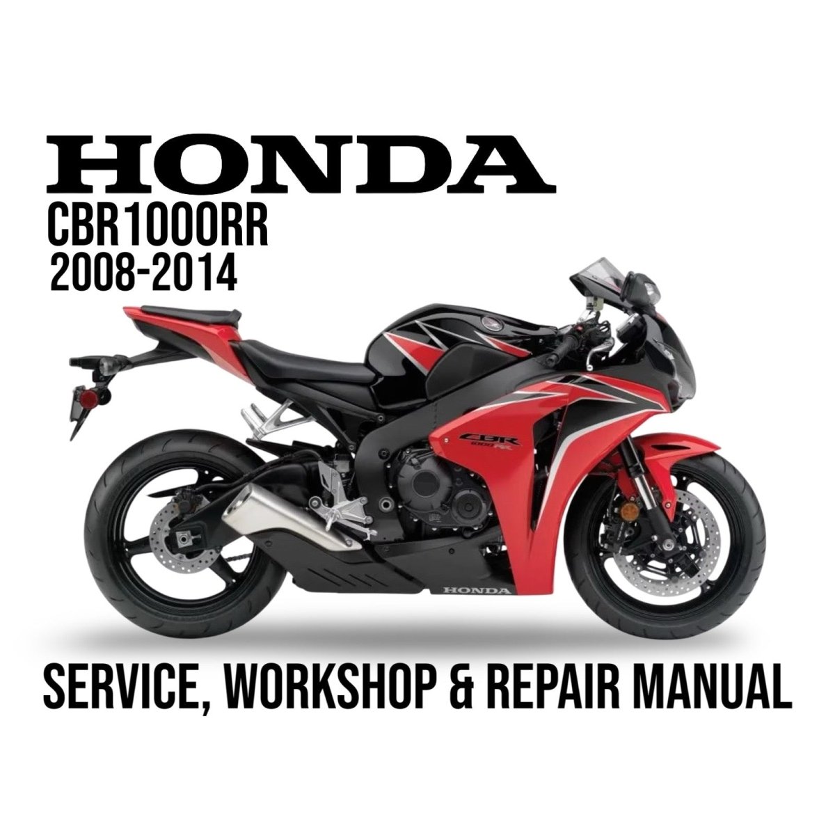 Honda CBR1000RR service, workshop & repair manual cover with motorcycle illustration.