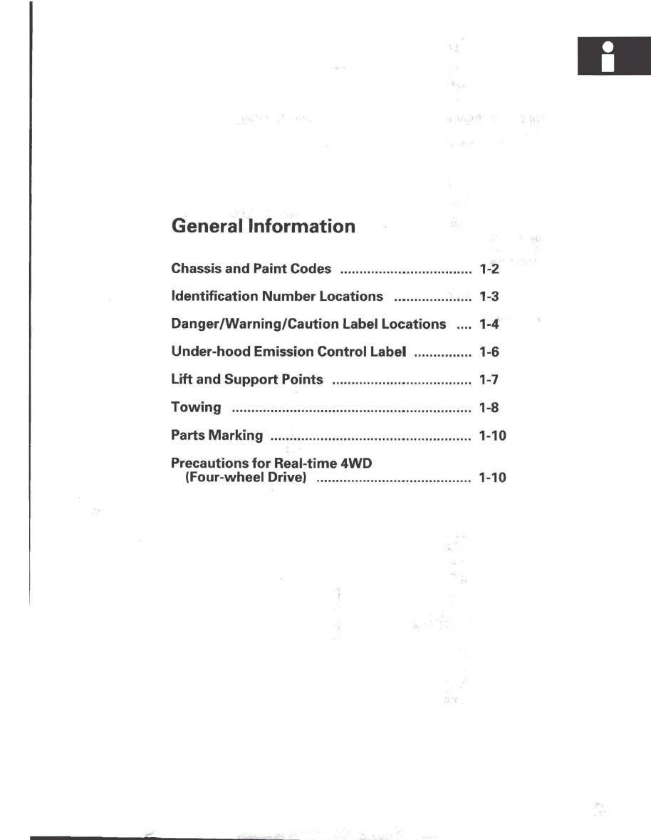 Table of contents for a technical manual on a white background