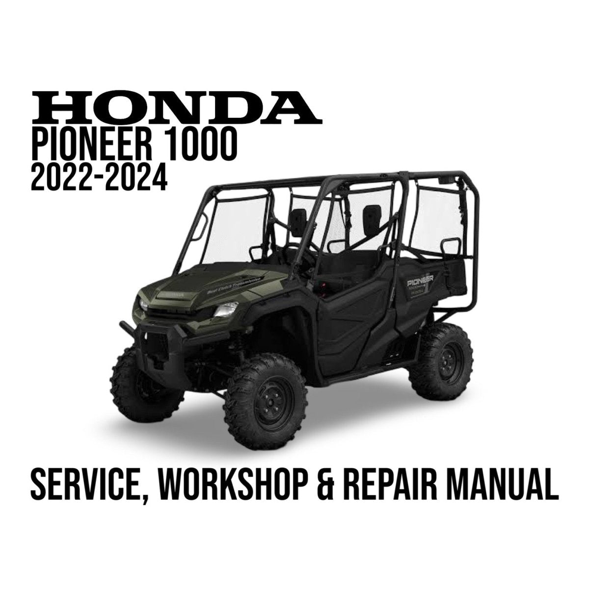 Honda Pioneer 1000 service, workshop, and repair manual cover with vehicle illustration on a white background.
