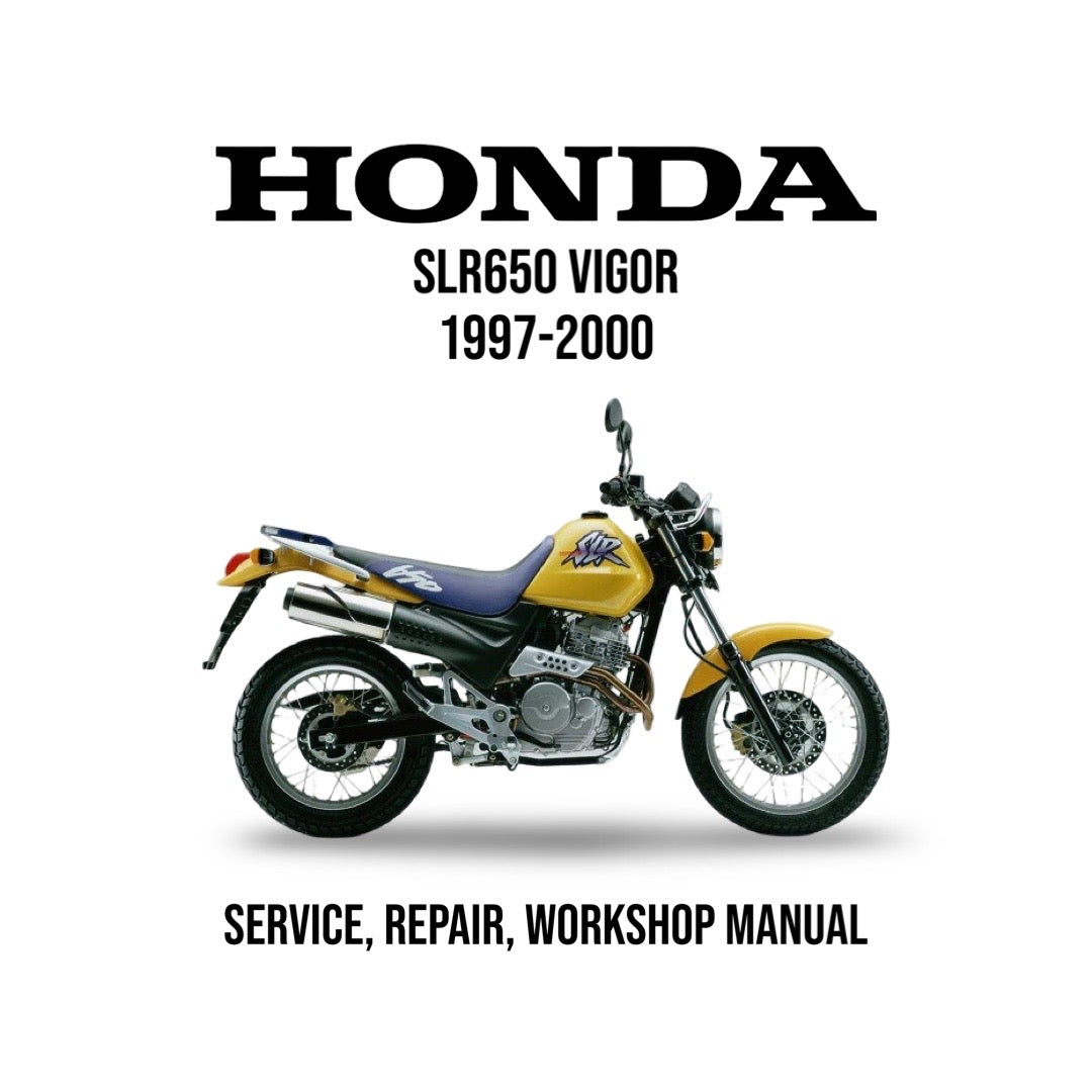Honda SLR650 Vigor 1997-2000 service, repair, and workshop manual cover with motorcycle illustration.
