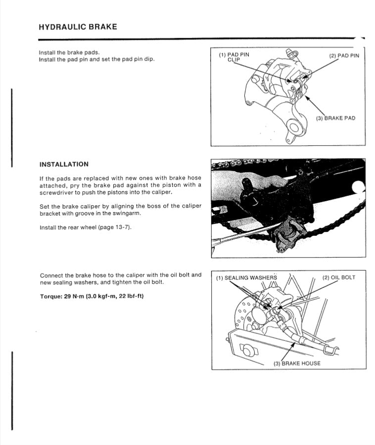 Technical diagram and instructions for installing hydraulic brake system components.