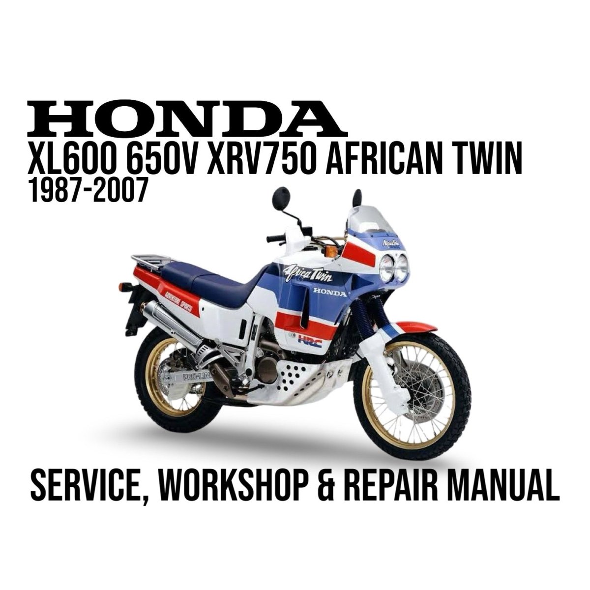 Honda XL600V XRV750 African Twin repair manual cover with motorcycle illustration.