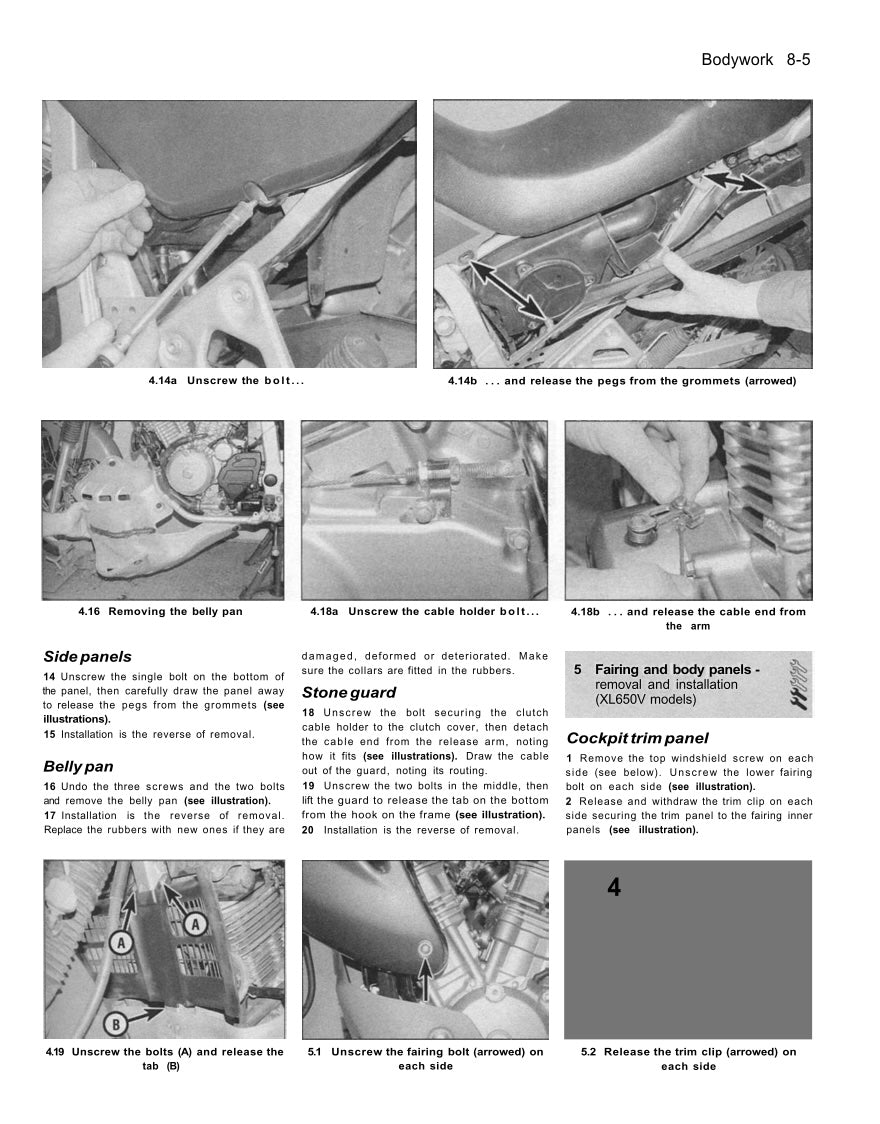 Technical manual page with step-by-step instructions on removing parts of a vehicle, shown in black and white.