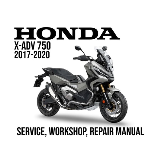 Honda X-ADV 750 service, workshop, repair manual cover with motorcycle on a white background