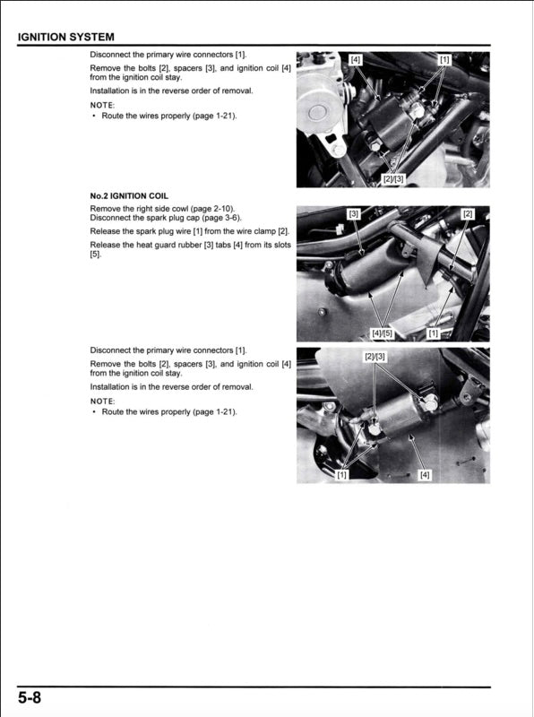 Technical manual page with instructions on an ignition system, featuring text and diagrams.