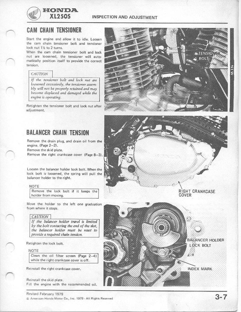 Honda XL250 XL250R XL250S 1978-1983 Service Manual