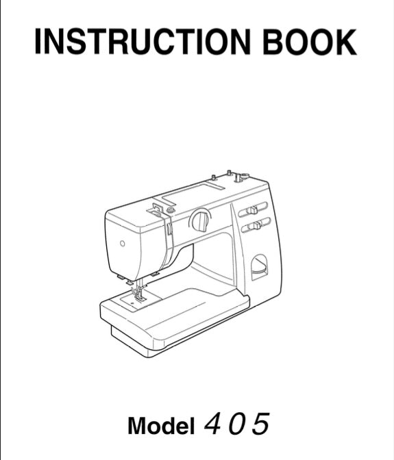 Instruction book cover for a sewing machine model 405 with a line drawing of the machine.