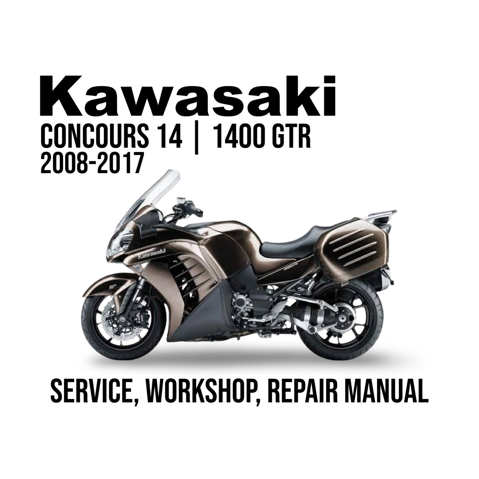 Kawasaki Concors 14 1400 GTR service, workshop, repair manual cover with motorcycle illustration.