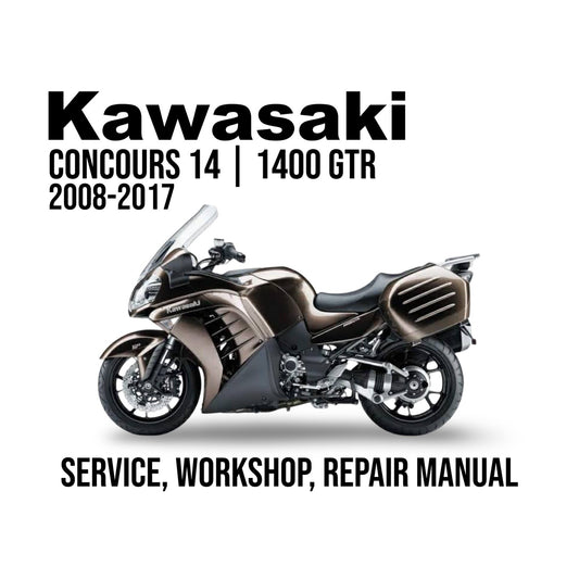 Kawasaki Concors 14 1400 GTR service, workshop, repair manual cover with motorcycle illustration.