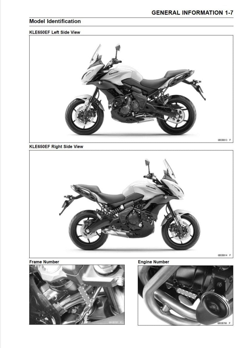 Technical diagram of a motorcycle with various views and components labeled.