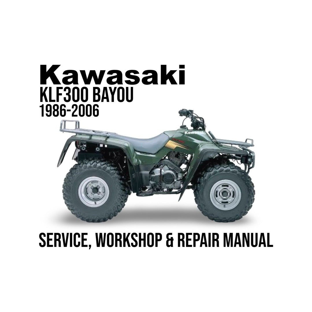 ATV Quad bike on white background with wording about service, workshop and repair manual.