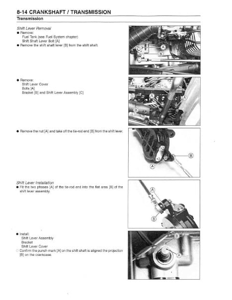 Technical diagram and instructions for crankshaft and transmission on a white background