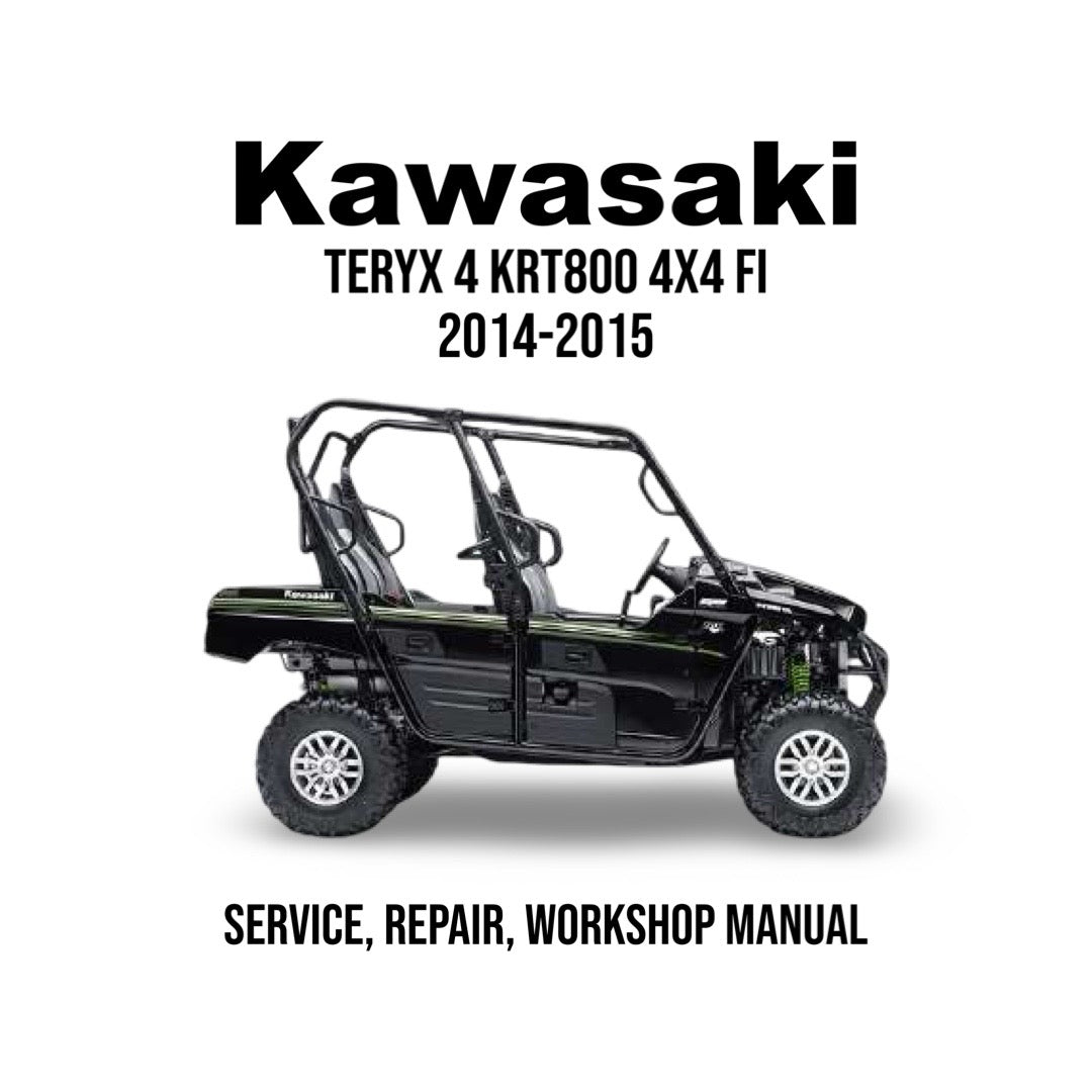 Kawasaki TERYX 4 KRT800 4X4 FI service, repair, and workshop manual cover with vehicle illustration on a white background.