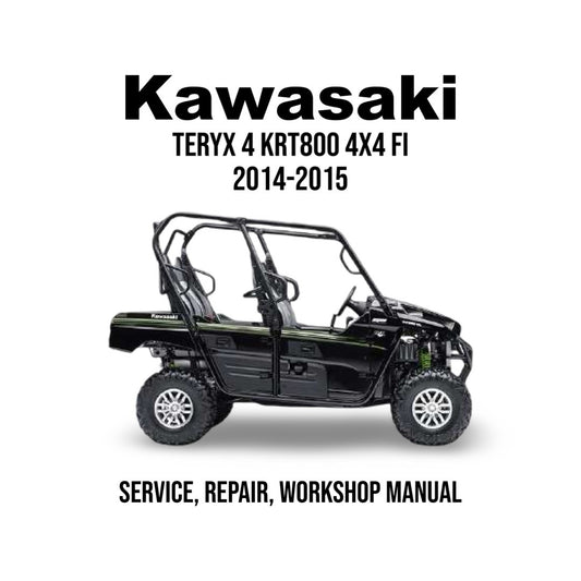 Kawasaki TERYX 4 KRT800 4X4 FI service, repair, and workshop manual cover with vehicle illustration on a white background.
