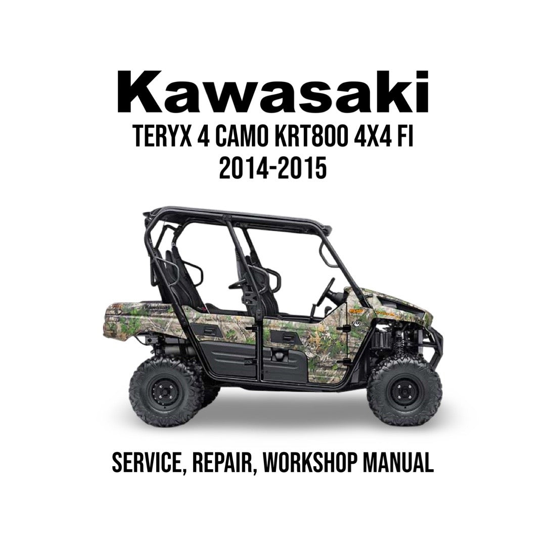 Kawasaki Teryx 4 Camo KRT800 4X4 FI manual cover with vehicle on a white background