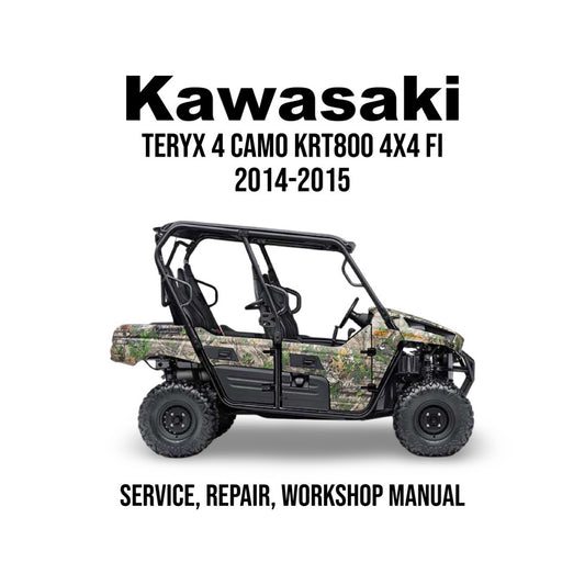 Kawasaki Teryx 4 Camo KRT800 4X4 FI manual cover with vehicle on a white background