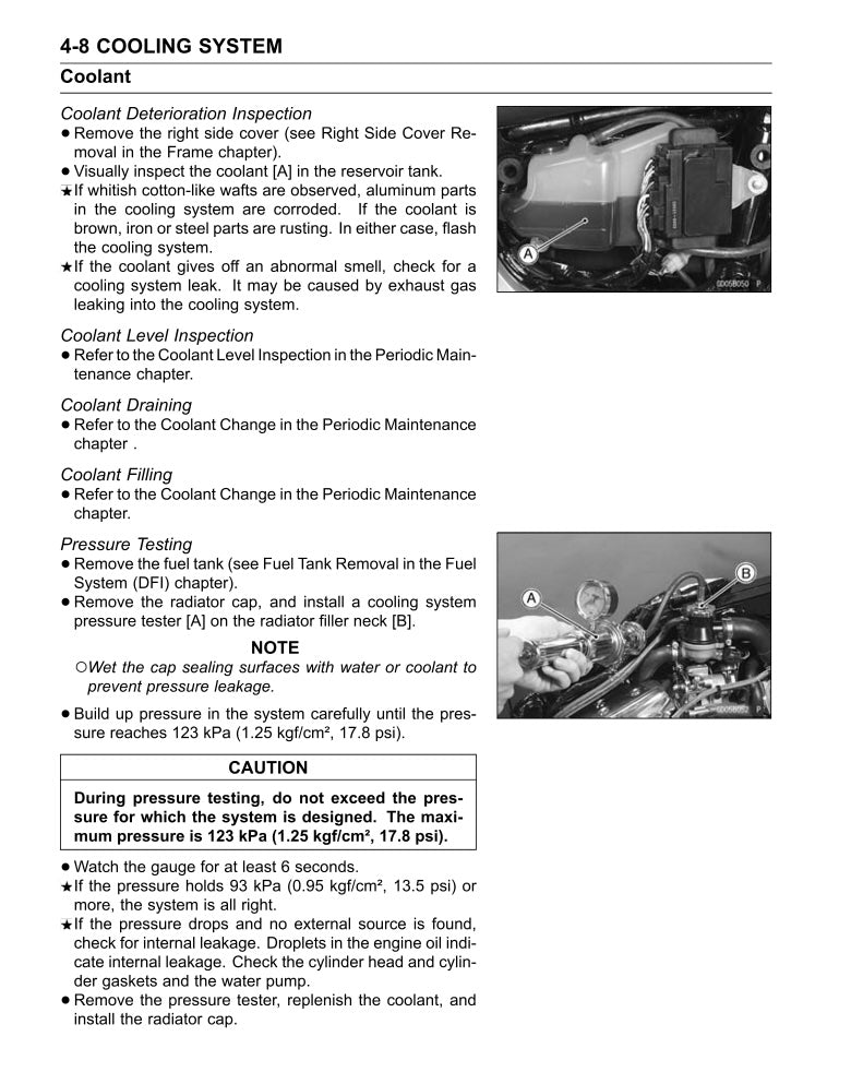 Technical manual page on a car cooling system with text and images.