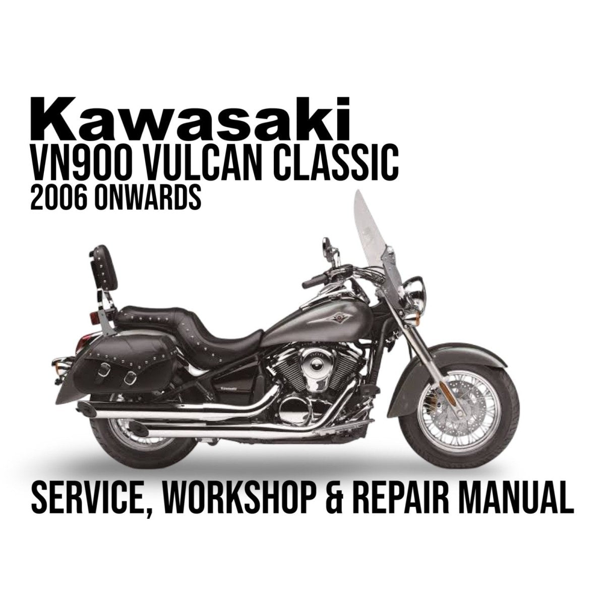 Kawasaki VN900 Vulcan Classic repair manual cover with motorcycle illustration