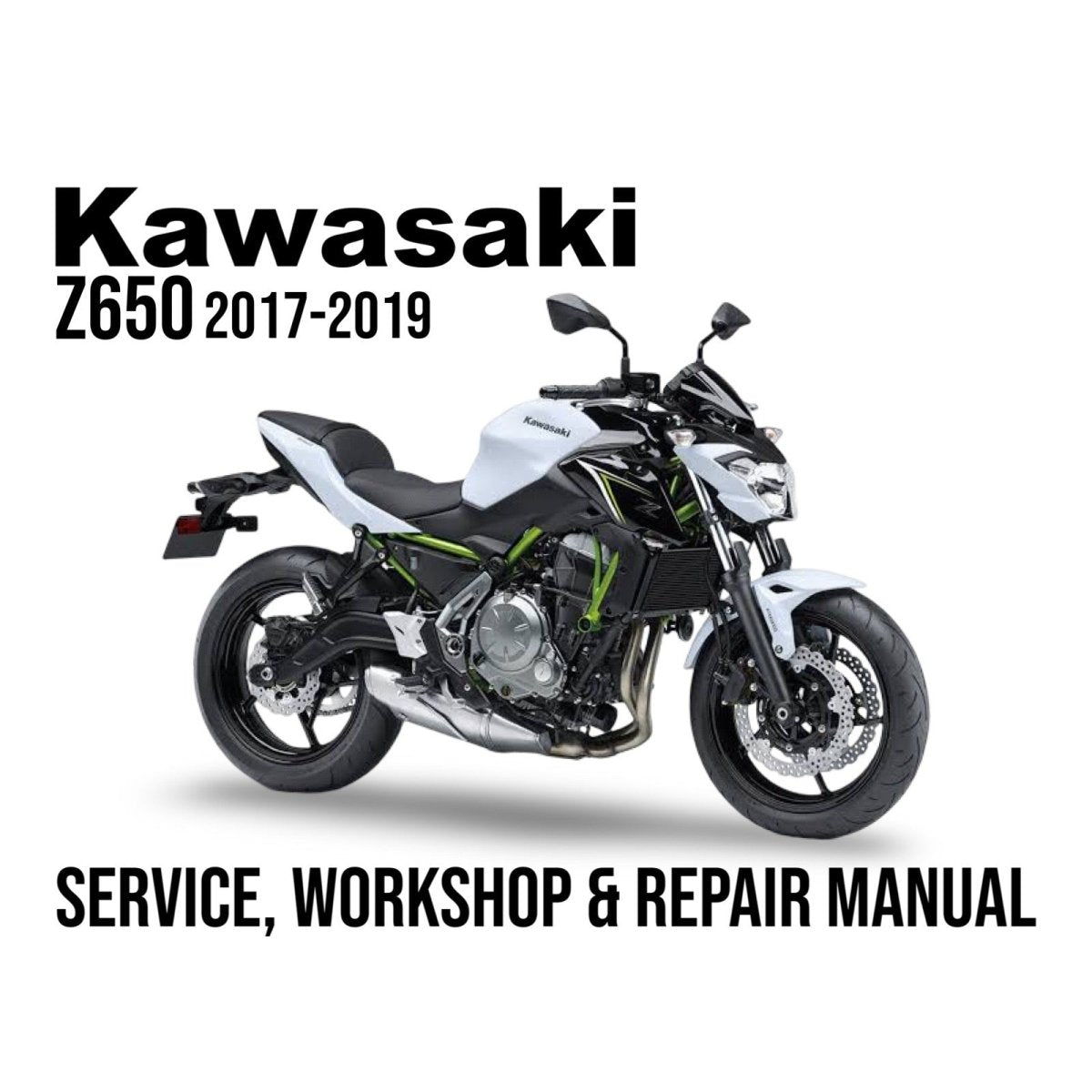 Kawasaki Z650 2017-2019 service, workshop & repair manual cover with motorcycle illustration.