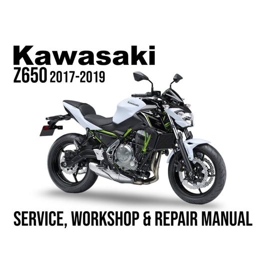 Kawasaki Z650 2017-2019 service, workshop & repair manual cover with motorcycle illustration.