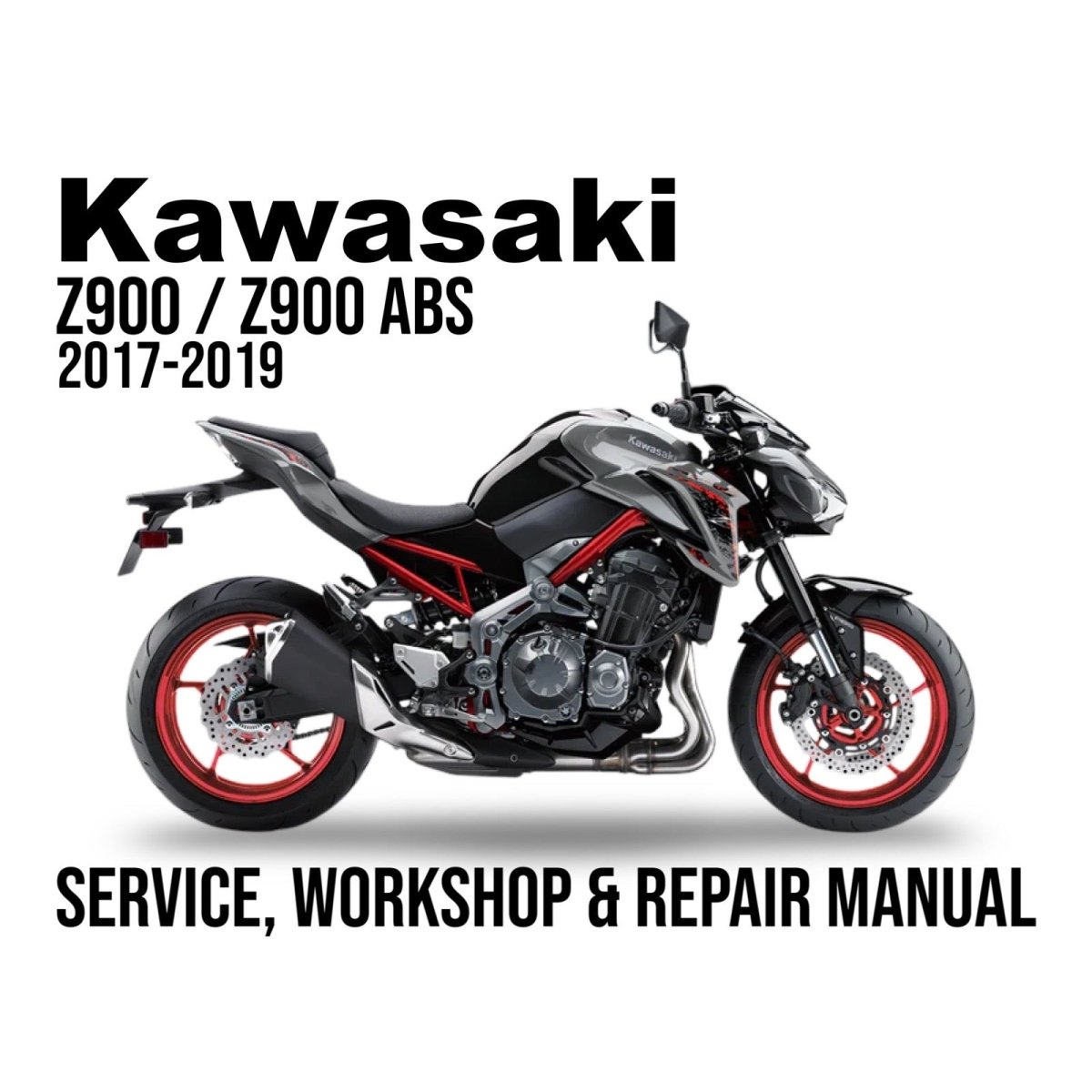 Kawasaki Z900/Z900 ABS 2017-2019 service, workshop & repair manual cover with motorcycle illustration.