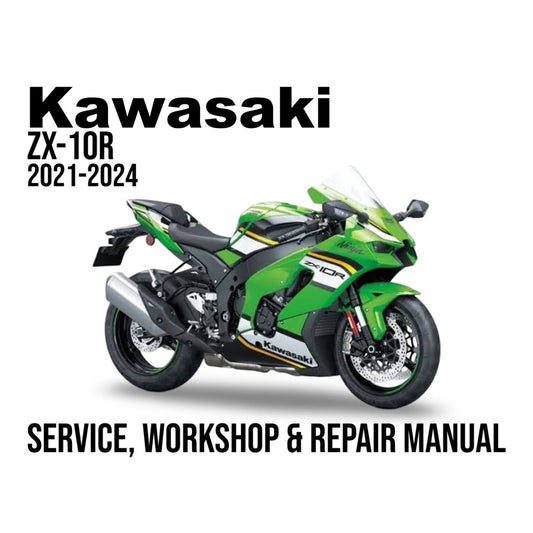 Kawasaki ZX-10R 2021-2024 service, workshop & repair manual cover with green motorcycle.