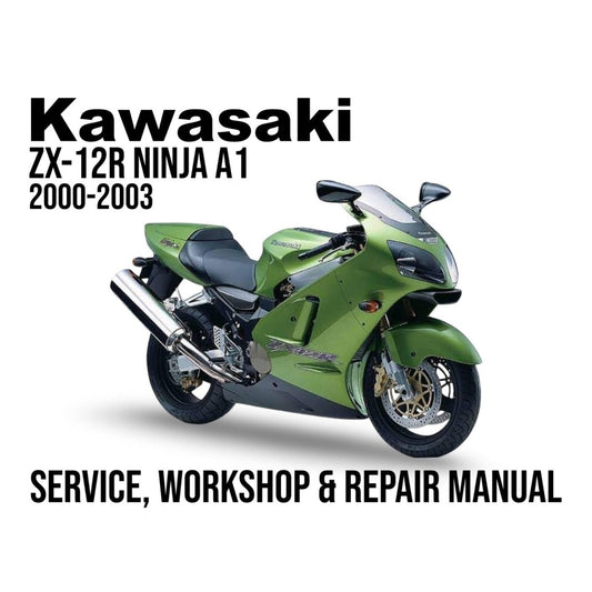 Kawasaki ZX-12R Ninja A1 service, workshop & repair manual cover with green motorcycle.