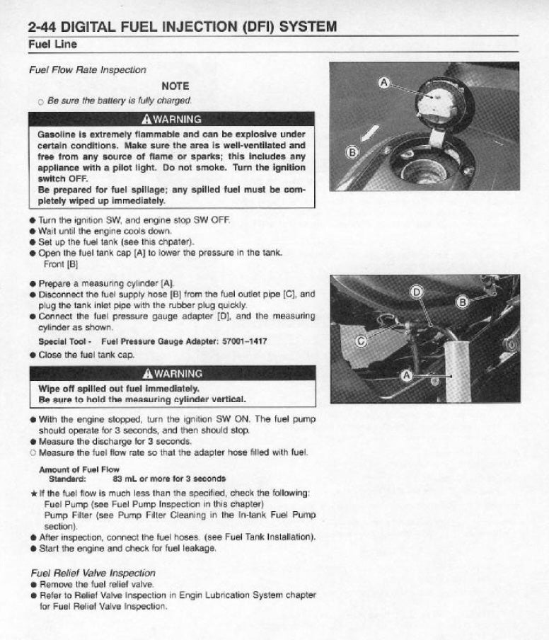 Technical manual page on digital fuel injection system with text and diagrams.