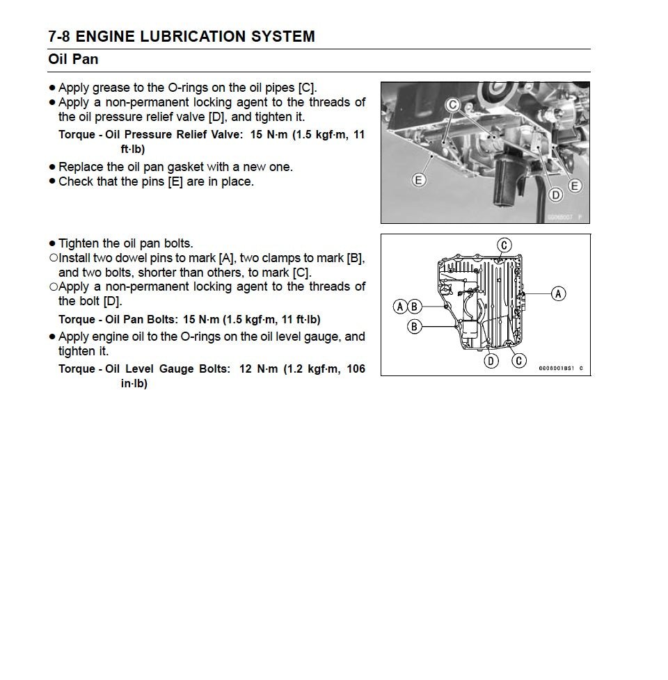 Technical manual page on engine lubrication system with text and diagrams.