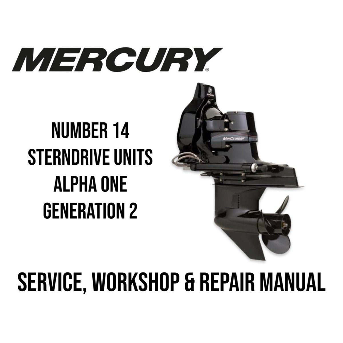 Mercury outboard motor with text on a white background