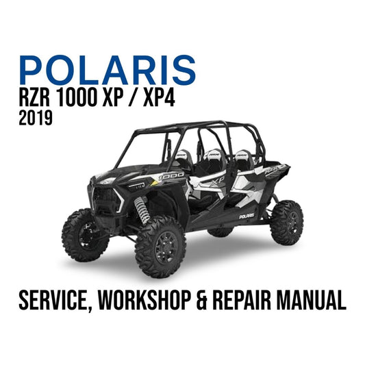 Polaris RZR 1000 XP/XP4 2019 service, workshop & repair manual cover with vehicle image.