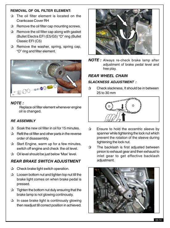 Mechanical repair manual page with text and diagrams on oil filter removal and assembly.