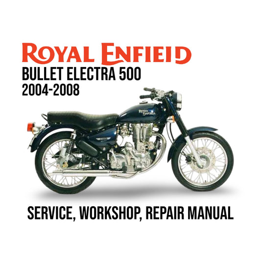 Royal Enfield Bullet Electra 500 service, workshop, repair manual cover with motorcycle illustration.