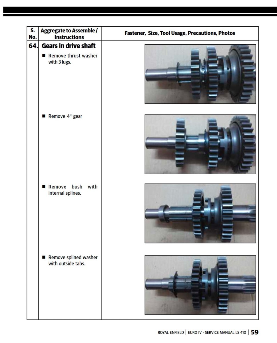 Mechanical assembly instructions with images of gears and shafts on a white background.