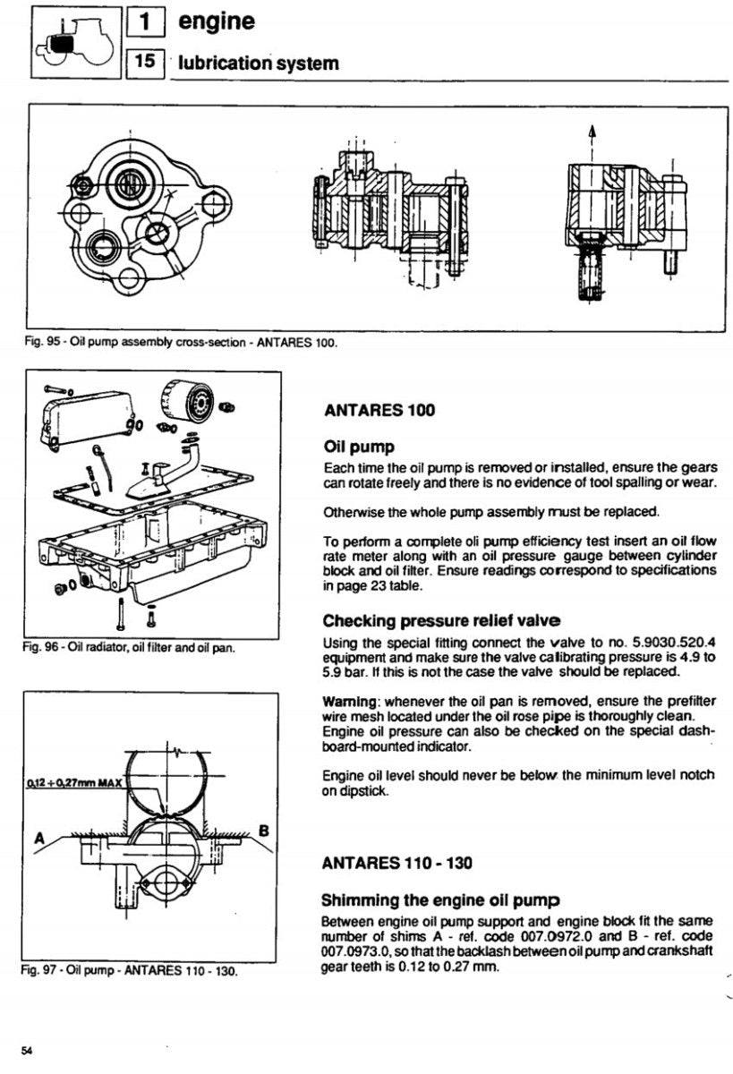Technical diagram of an engine lubrication system with labeled parts and text on a white background.