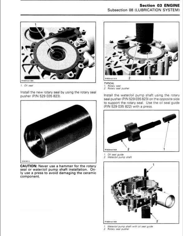 Technical diagram of an engine lubrication system with various components and installation instructions.