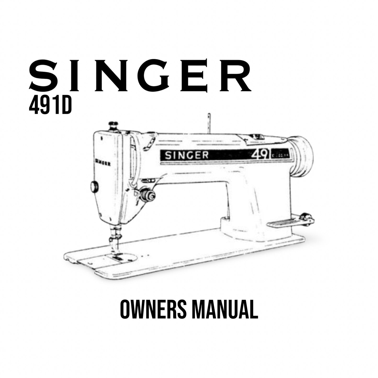 Singer 491D sewing machine illustration on a white background with 'Owners Manual' text.