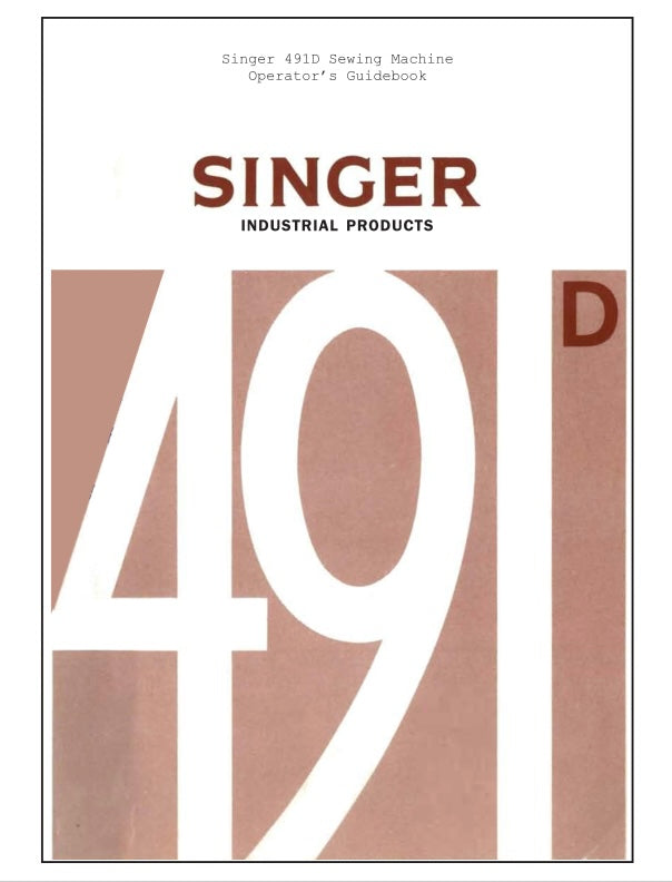 Singer 491D sewing machine operator's guidebook cover with large '491' printed on a white background.