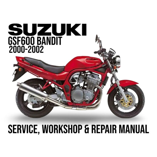 Suzuki GSF600 Bandit 2000-2002 service, workshop & repair manual cover with red motorcycle.