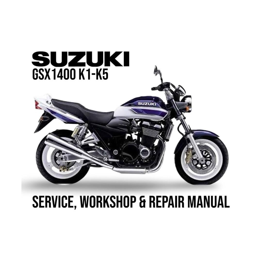 Suzuki GSX1400 K1-K5 service, workshop & repair manual cover with motorcycle illustration.