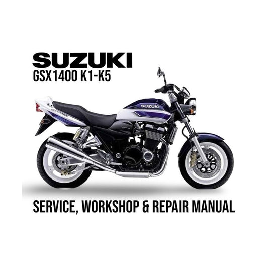 Suzuki GSX1400 K1-K5 service, workshop & repair manual cover with motorcycle illustration.