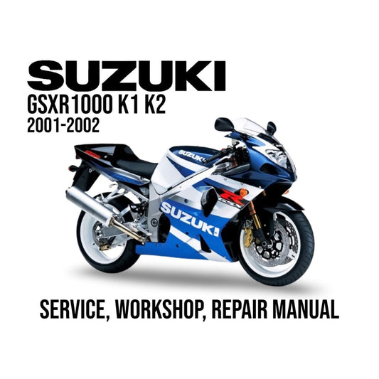 Suzuki GSXR1000 K1 K2 service, workshop, repair manual cover with motorcycle illustration.