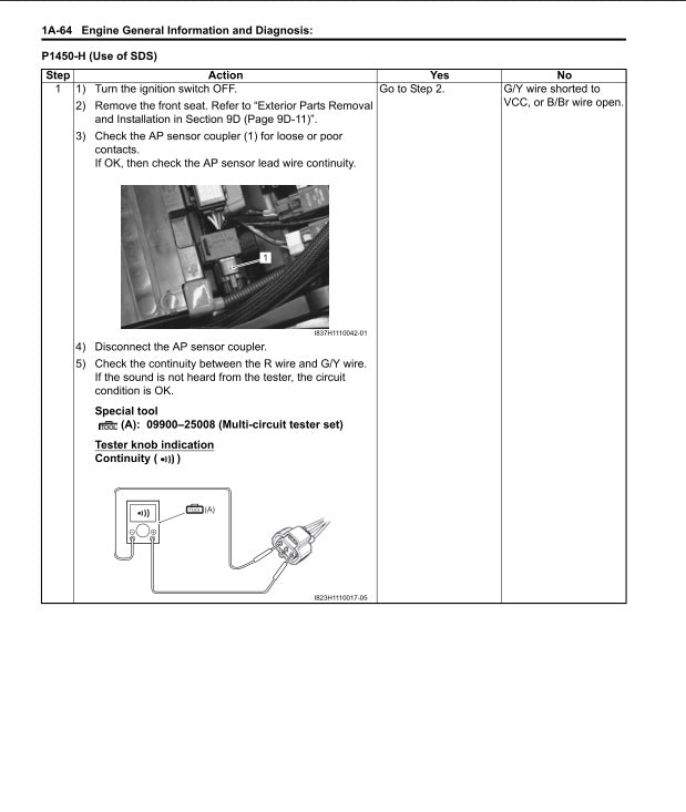 Technical diagram and instructions for engine general information and diagnosis on a white background