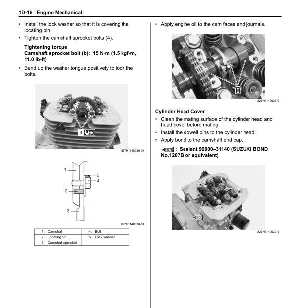Technical manual page with engine mechanical instructions and diagrams.