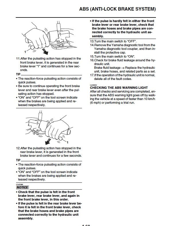 Instructions for ABS (Anti-Lock Brake System) on a white background