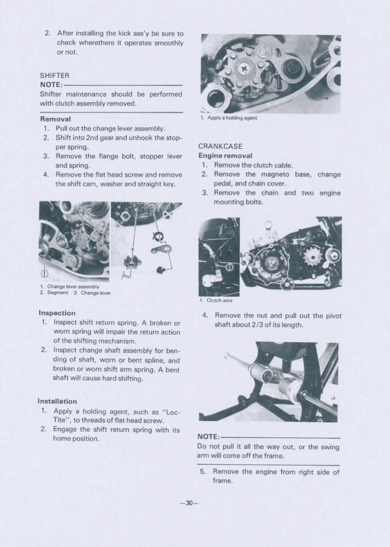 Mechanical repair manual page with step-by-step instructions and diagrams.