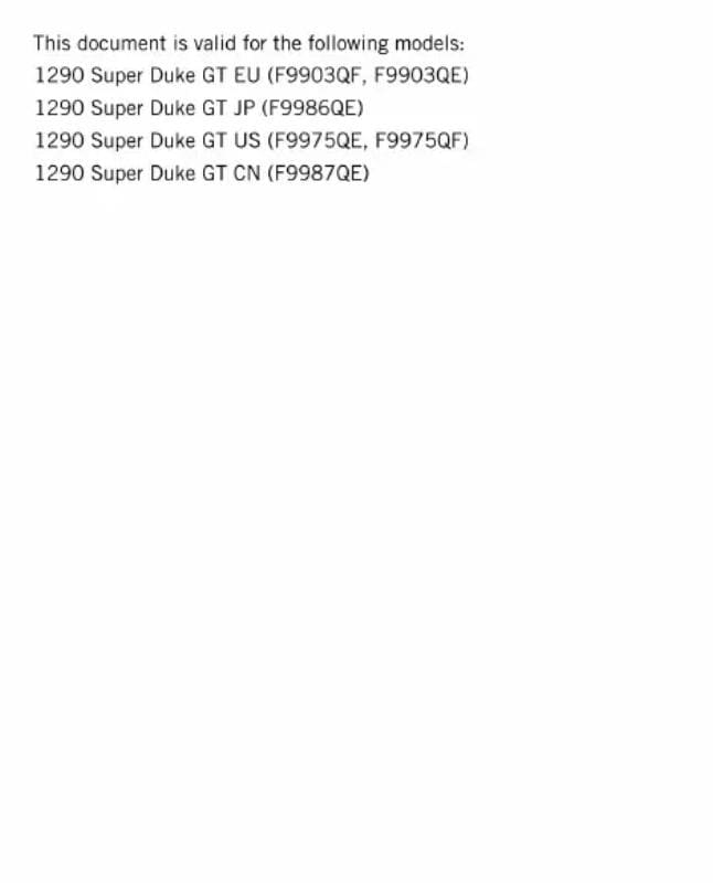 KTM Super Duke GT 1290 2017 Service Workshop Repair Manual